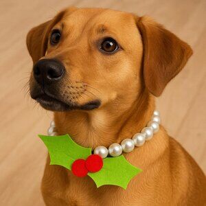 Christmas Dog Collar Accessory, Slip On Mistletoe Charm, Holiday Over Collar Dec